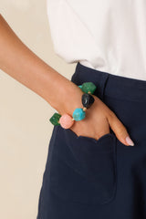 Color Theory Multi Mixed Gem Stretch Statement Bracelet