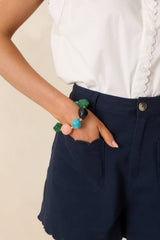Color Theory Multi Mixed Gem Stretch Statement Bracelet