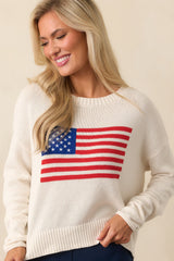 Z Supply Ivory Cotton Sienna Flag Sweater