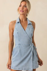 MINKPINK Light Wash Cotton Oliver Denim Playsuit