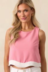 Always On My Mind Pink Scallop Hem Sleeveless Crop Top
