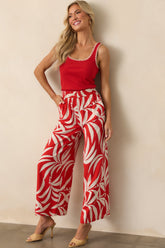 Z Supply Red Tropical Print Dante Linen Blend Pants