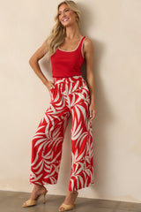 Z Supply Red Tropical Print Dante Linen Blend Pants