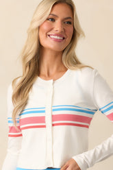 Z Supply White Studio Stripe Cropped Cardigan