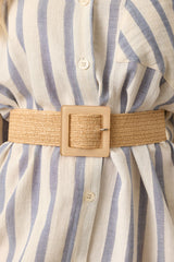 Everything Falls Into Place Tan Woven Straw Belt