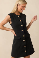 Whatever She Wants Black Sleeveless Tailored Mini Dress