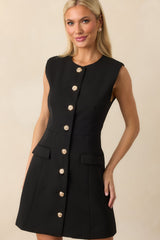 Whatever She Wants Black Sleeveless Tailored Mini Dress