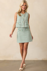 Started With A Smile Green Stripe High Waisted Bouclè Mini Skirt