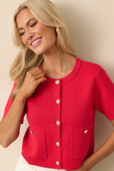The Picture Of Perfection Red Short Sleeve Cardigan