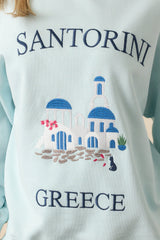 Santorini Dreaming Light Blue Crew Neck Sweatshirt