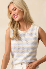 Exploring The City Sky Blue Stripe Knit Tank Top