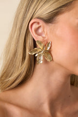 Shimmering Blossoms Gold Abstract Flower Earrings