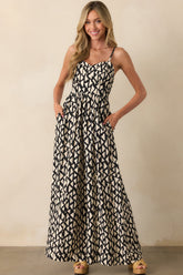Gallery Stroll Black Geometric Print Jumpsuit