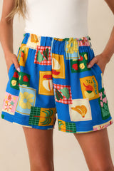 You Know The Vibe Blue Tropical Patchwork Rayon Shorts