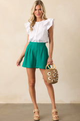 Feels Like Yesterday White Cotton Button Front Blouse