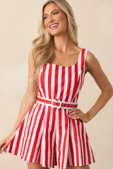 Prosperina Alessandra Red Stripe Cotton Romper