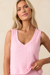 Z Supply Pink Sloane V-Neck Silky Rib Tank