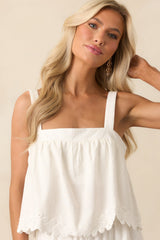Z Supply White Annecy Embroidered Linen Tank