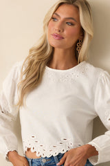 Z Supply White Ambroise Embroidered Linen Top