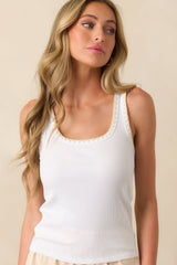 Z Supply White Cotton Jaidynn Whipstitch Rib Tank