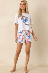 Z Supply Classic Soleil White Multi Getaway Pajama Shorts
