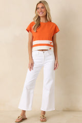 Prosperina Raya Tangerine & White Stripe Top