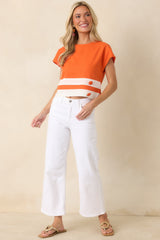 Prosperina Raya Tangerine & White Stripe Top