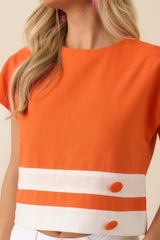 Prosperina Raya Tangerine & White Stripe Top