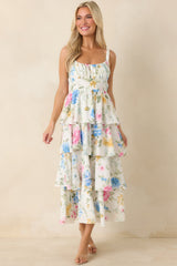 Could Stay Here Forever White Multi Floral Maxi Dress