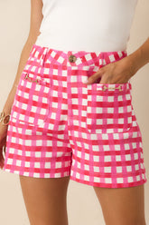 Cool As Can Be Pink Gingham Cotton Shorts