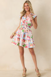 Prosperina Cate Multi Cotton Fruit Print Mini Dress