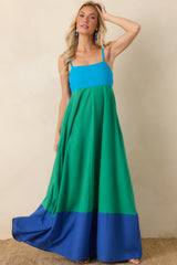 Paradisa Atlantis Green & Blue Color Block Maxi Dress