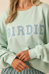 Z Supply Light Green Cotton Birdie Oversized Sweatshirt