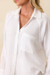 Z Supply White Cotton Perfect Airy Gauze Button Up Top