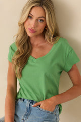 Z Supply Green Cotton Modern Jersey V-Neck Tee