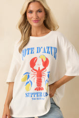 Z Supply Ivory Cotton Blue Coast SoCal Tee