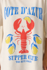 Z Supply Ivory Cotton Blue Coast SoCal Tee