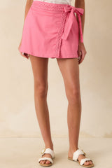 On The Move Pink Braided Mini Skort