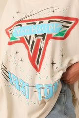 Van Halen 1980 Tour Light Beige Cotton Oversized Tee