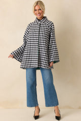 Prosperina Deveraux Black & White Houndstooth Car Coat