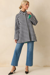 Prosperina Deveraux Black & White Houndstooth Car Coat