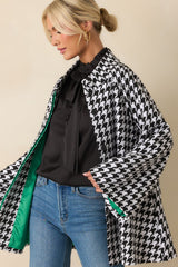 Prosperina Deveraux Black & White Houndstooth Car Coat