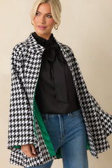 Prosperina Deveraux Black & White Houndstooth Car Coat