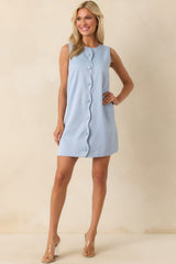 Prosperina Tate Blue Sky Scallop Mini Shift Dress