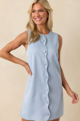 Prosperina Tate Blue Sky Scallop Mini Shift Dress