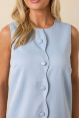 Prosperina Tate Blue Sky Scallop Mini Shift Dress