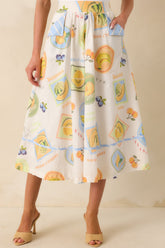 Prosperina Annie Multi Print Cotton Apron Midi Skirt