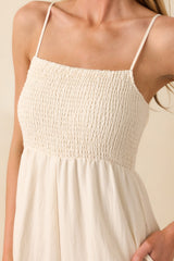 Z Supply Ivory Rayon Beachside Smocked Jumpsuit