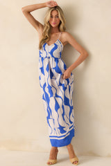 Staple The Label Blue Abstract Print Santi Maxi Sundress