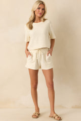 Z Supply Ivory Cotton Knox Looped Terry Shorts
